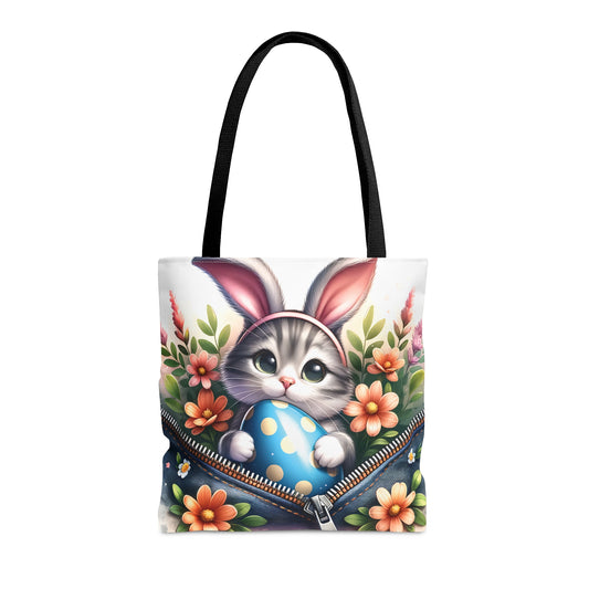 Tote Bag, Easter, Cute Cat with Bunny Ears, Personalised/Non-Personalised Tote bag