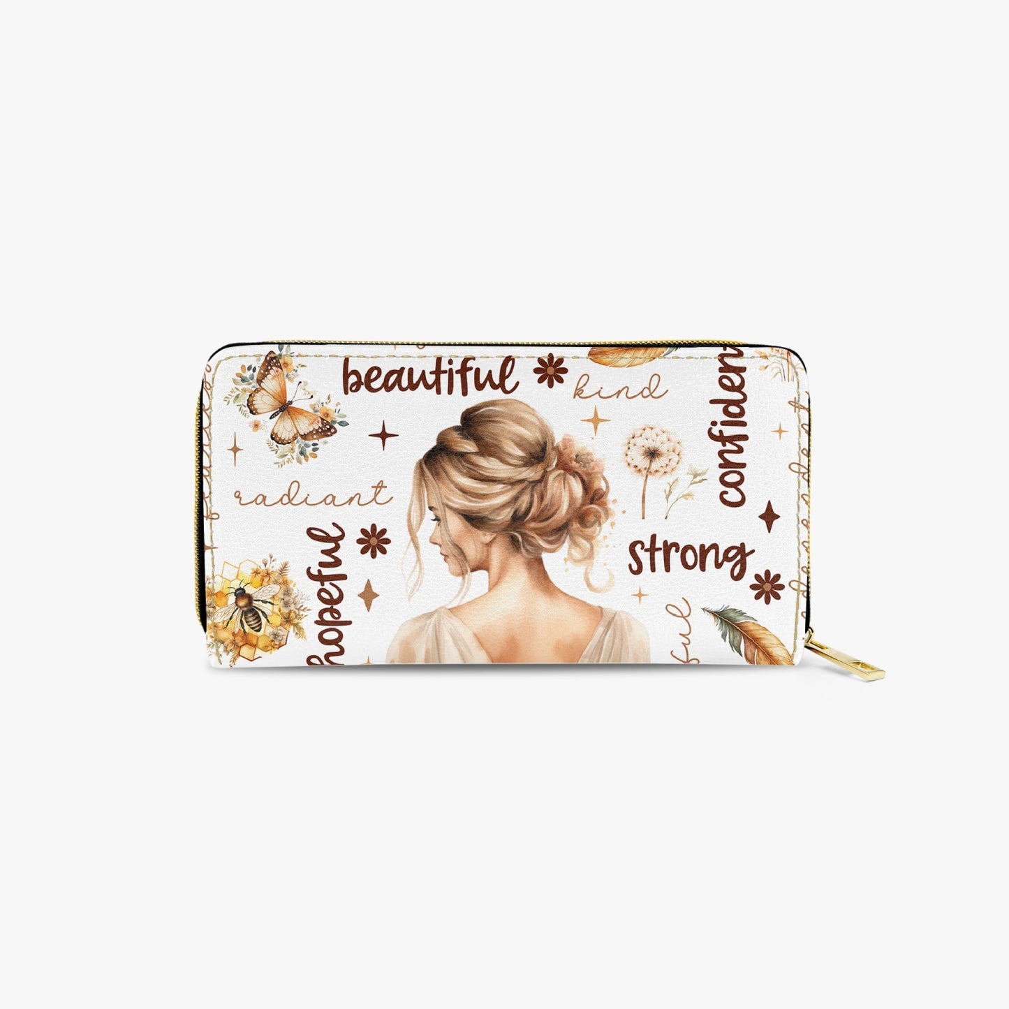 Long Type Zipper Purse - Affirmations - Blonde Hair