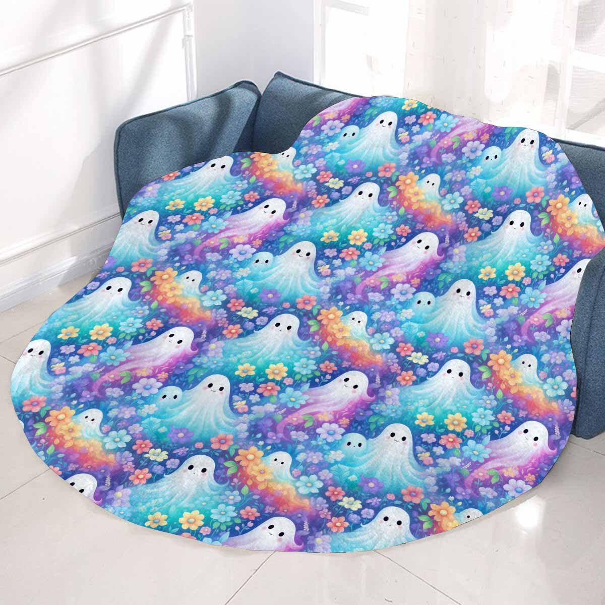 Pastel Halloween  Circular Micro Fleece Blanket 47"