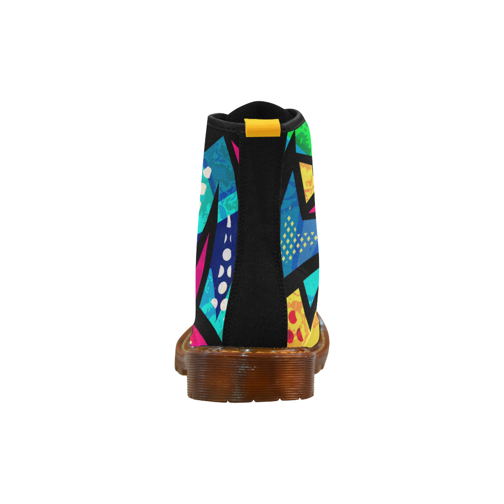 funny geometric seamless pattern honey Martin Boots For Men Model 1203H