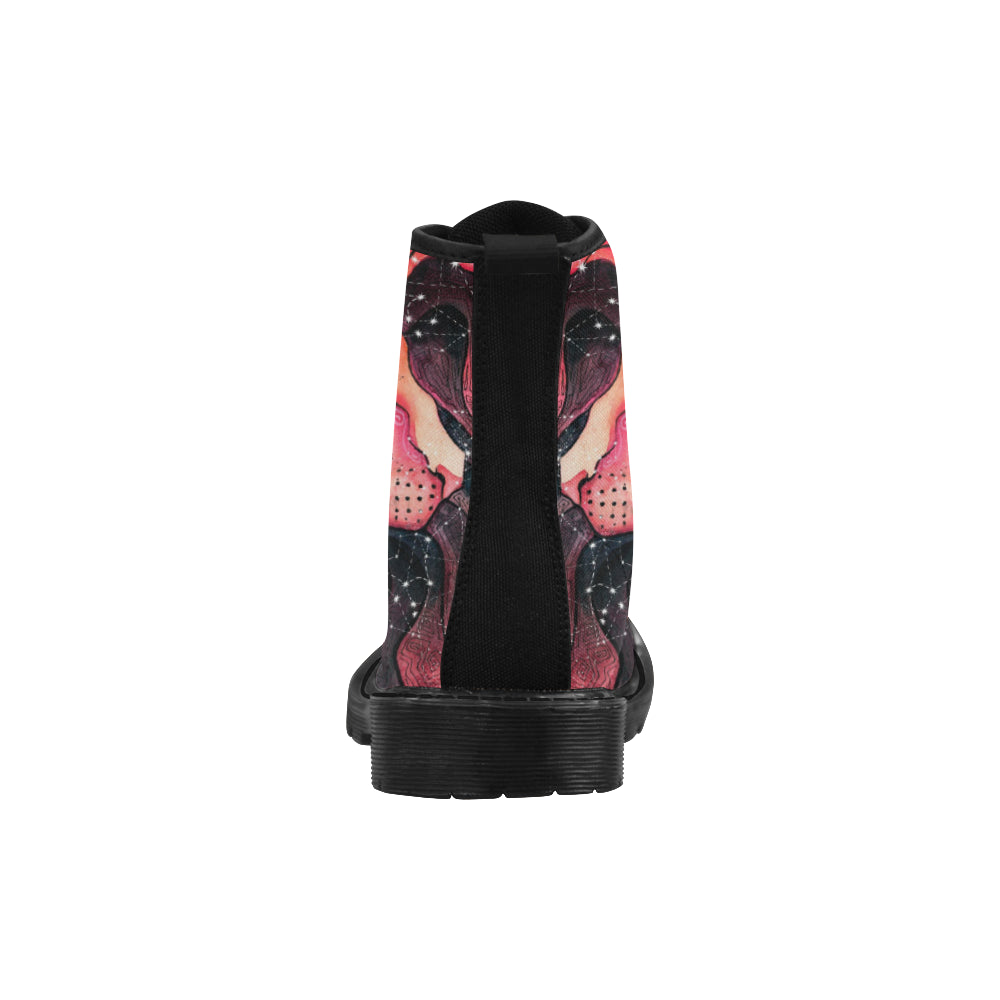 girl in the mask of a lion Martin Boots for Women (Black) (Model 1203H)