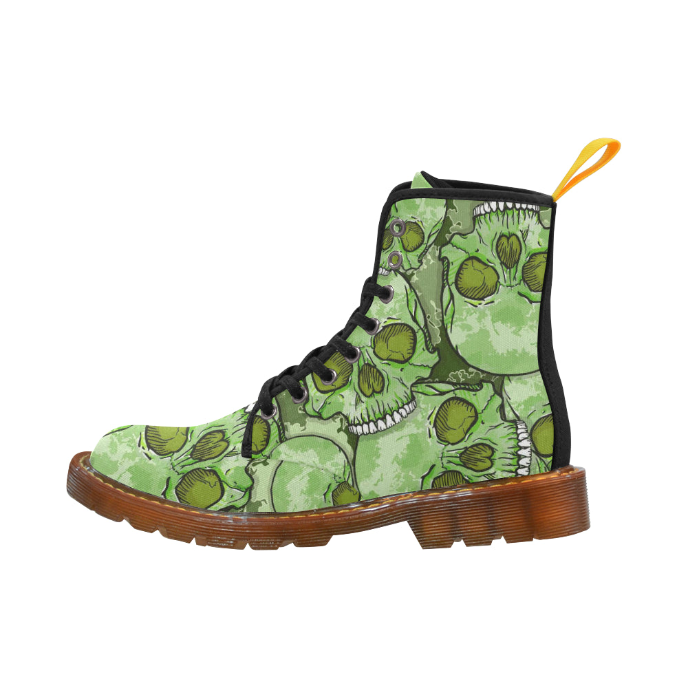 Green Skull Martin Boots For Women Model 1203H
