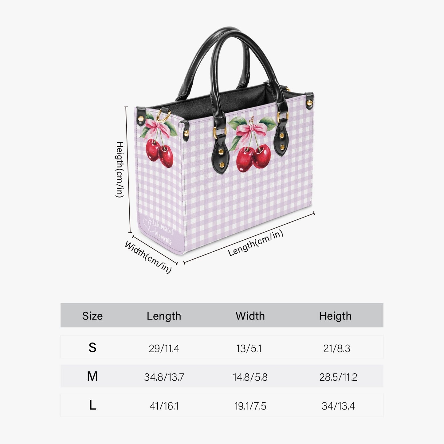 Women's Tote Bag - Rockabilly - Cherries Lilac Plaid