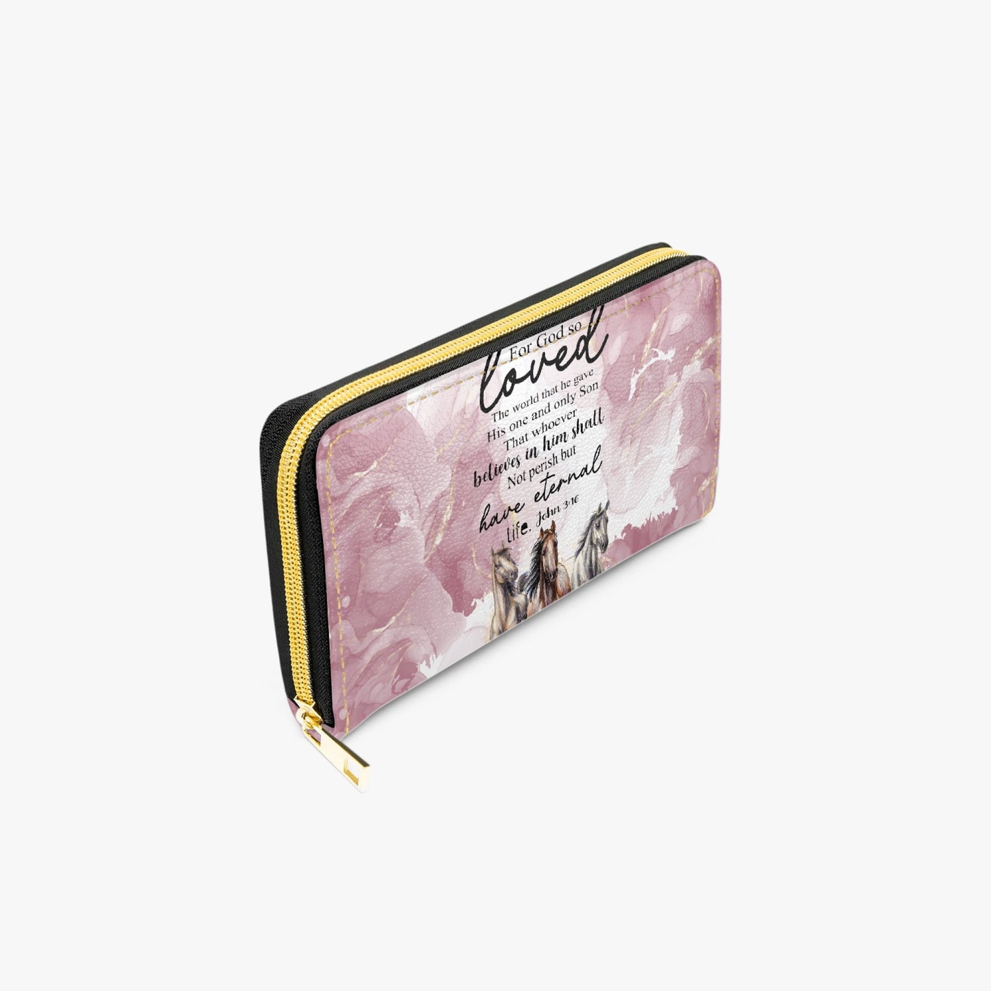 Long Type Zipper Purse, Horse Bible Quote, awd-1356