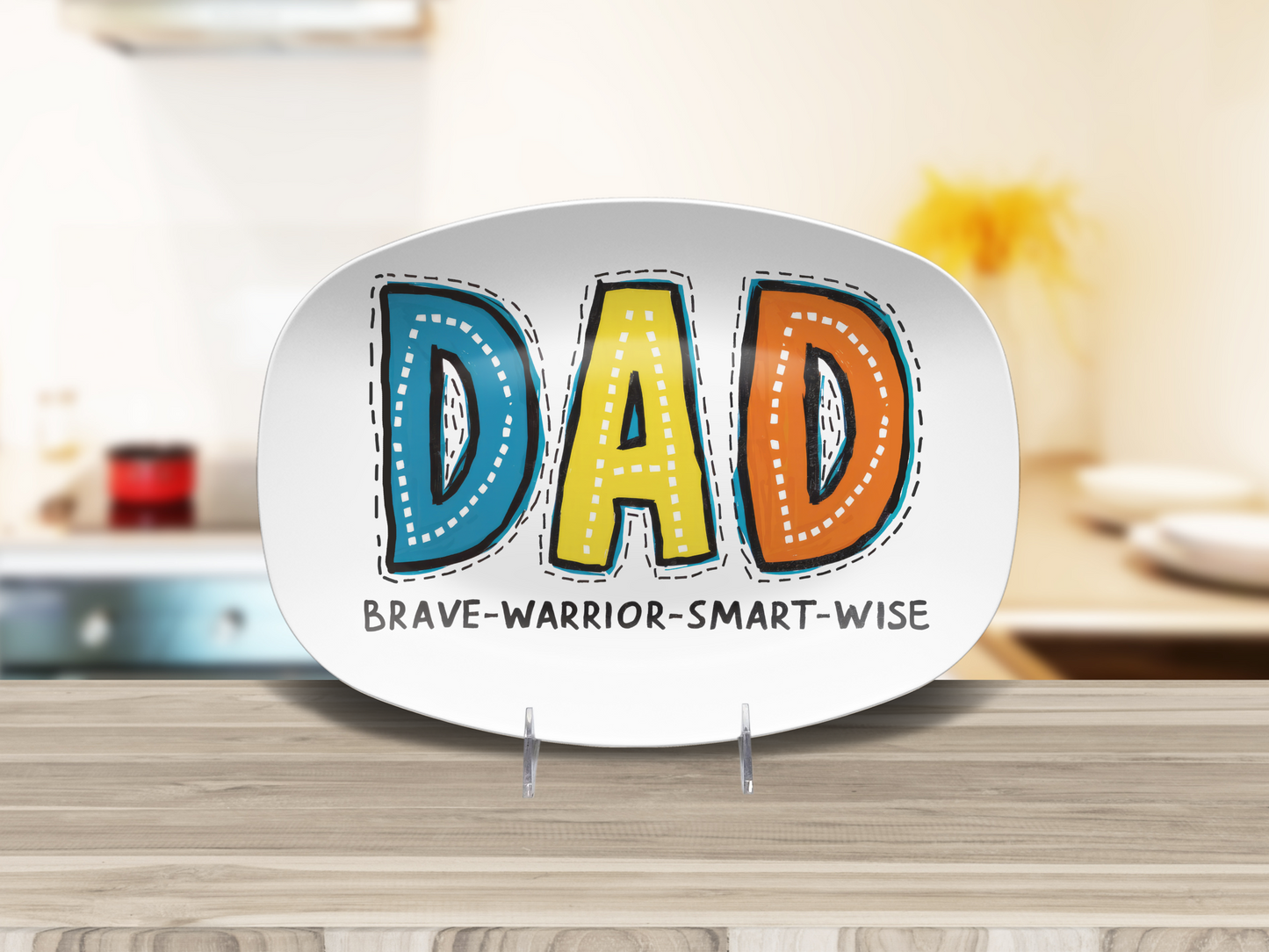 BBQ Platter Dad Brave Warrior Smart Wise 10"x14" Platter