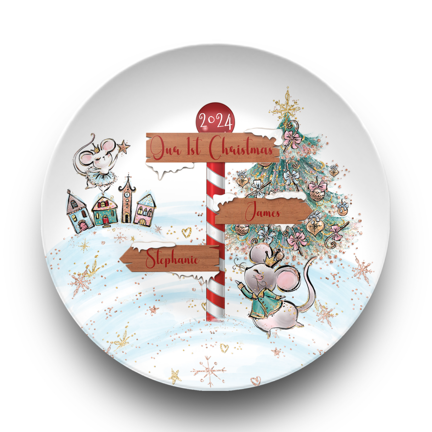 Personalised North Pole Christmas Plate, Family Christmas Plate