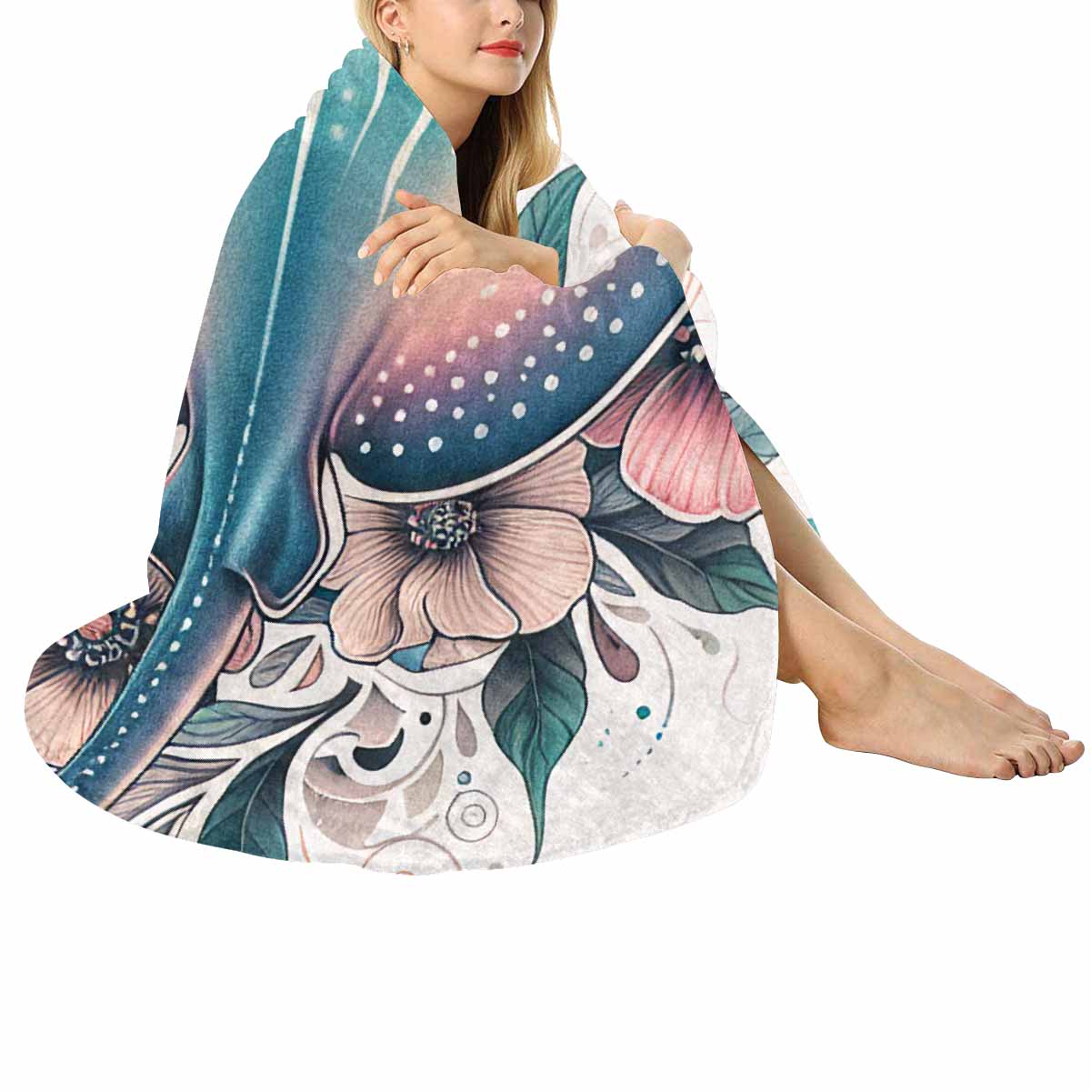 Sea_Animals_Stingray_Awd351106  Circular Micro Fleece Blanket 47"