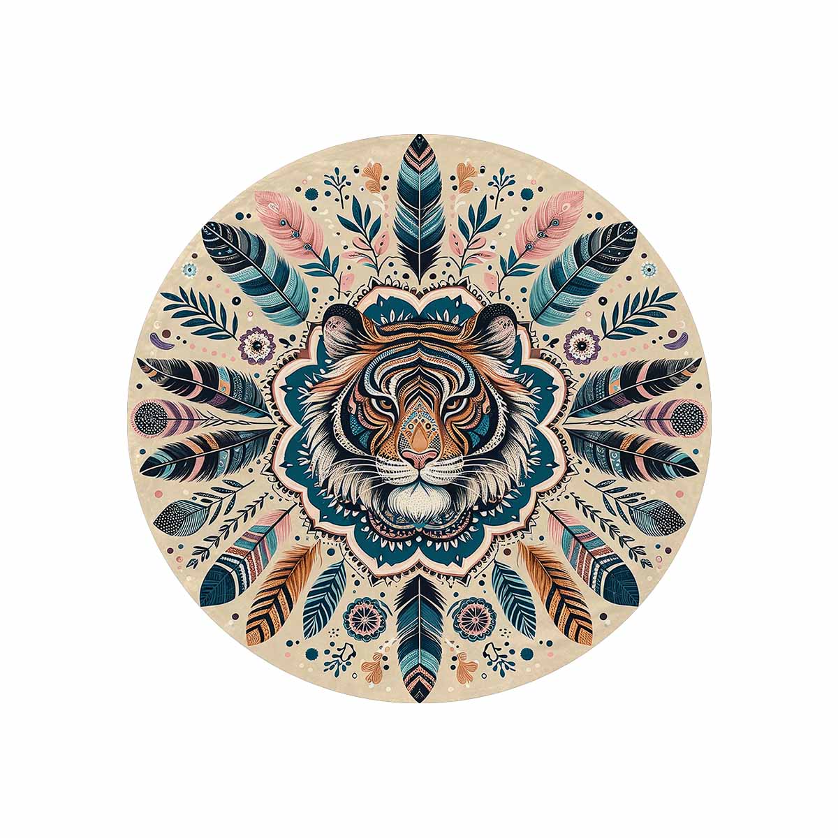 Mandella_Tiger_Awd35152  Circular Micro Fleece Blanket 60"