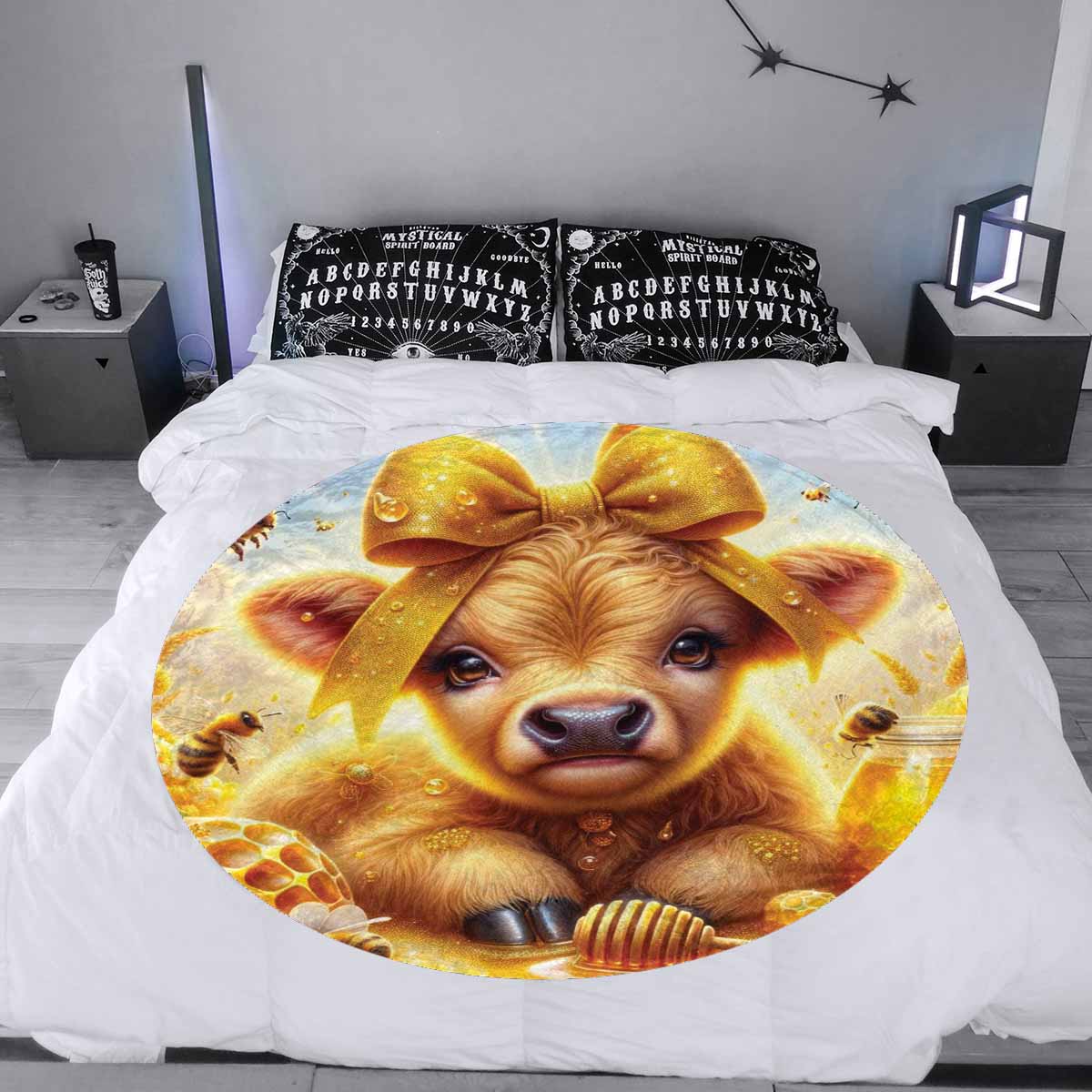 Higland Cow Awd1409  Circular Micro Fleece Blanket 60"