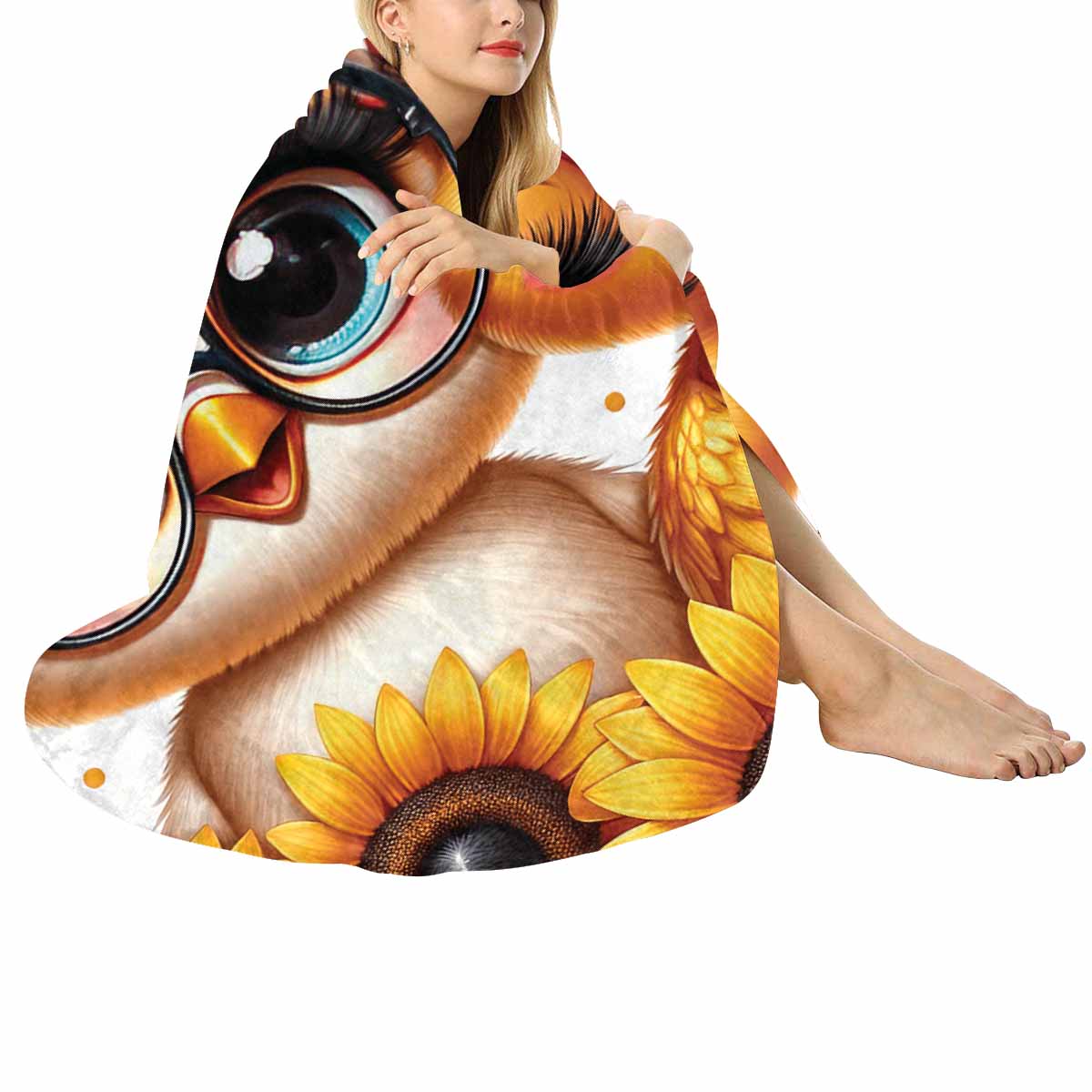 Chickens_Awd35178  Circular Micro Fleece Blanket 47"