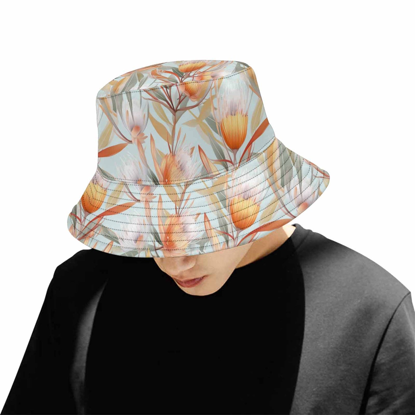 Australian Floral Green  Unisex Summer Single-Layer Bucket Hat