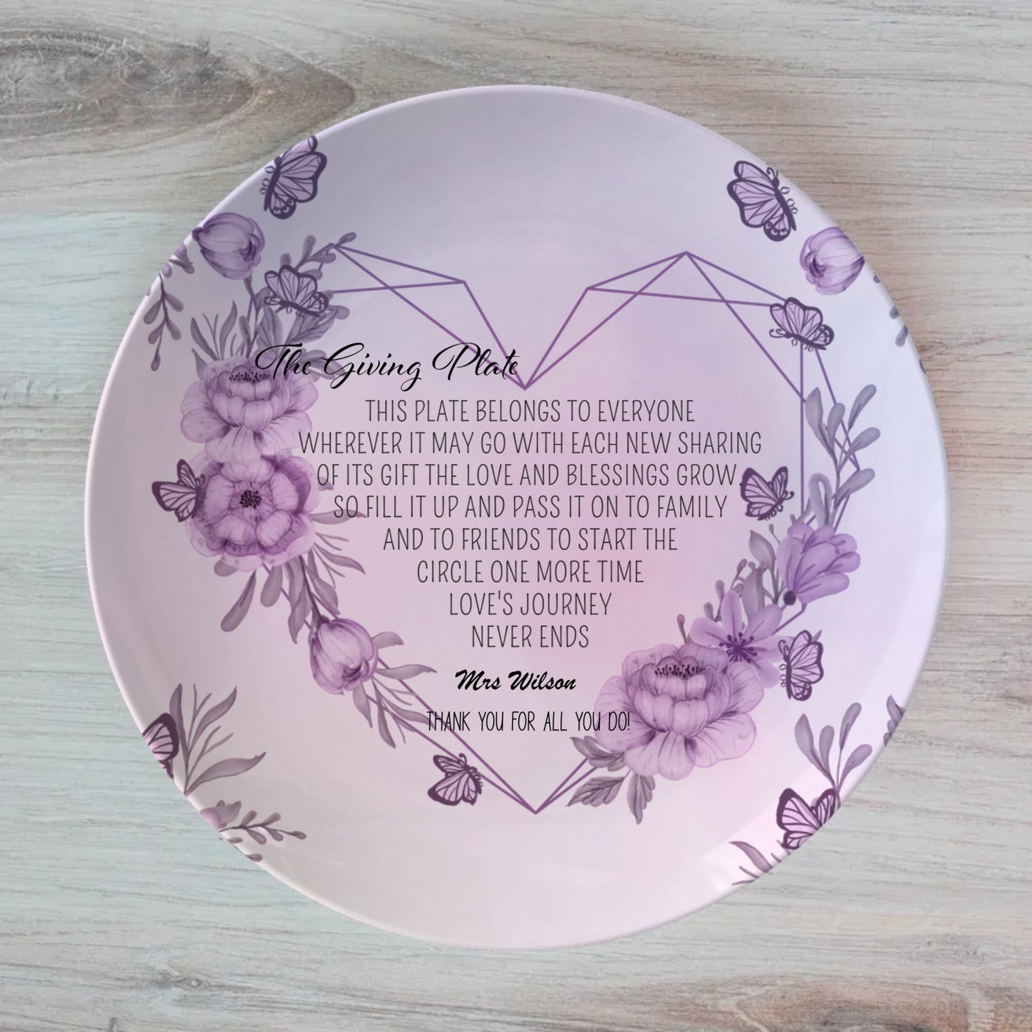 Personalised The Giving Plate, Purple Passion Dinner Plate