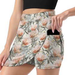 Australian Floral A-Line Skirt with Pocket Light proof trouser skirt