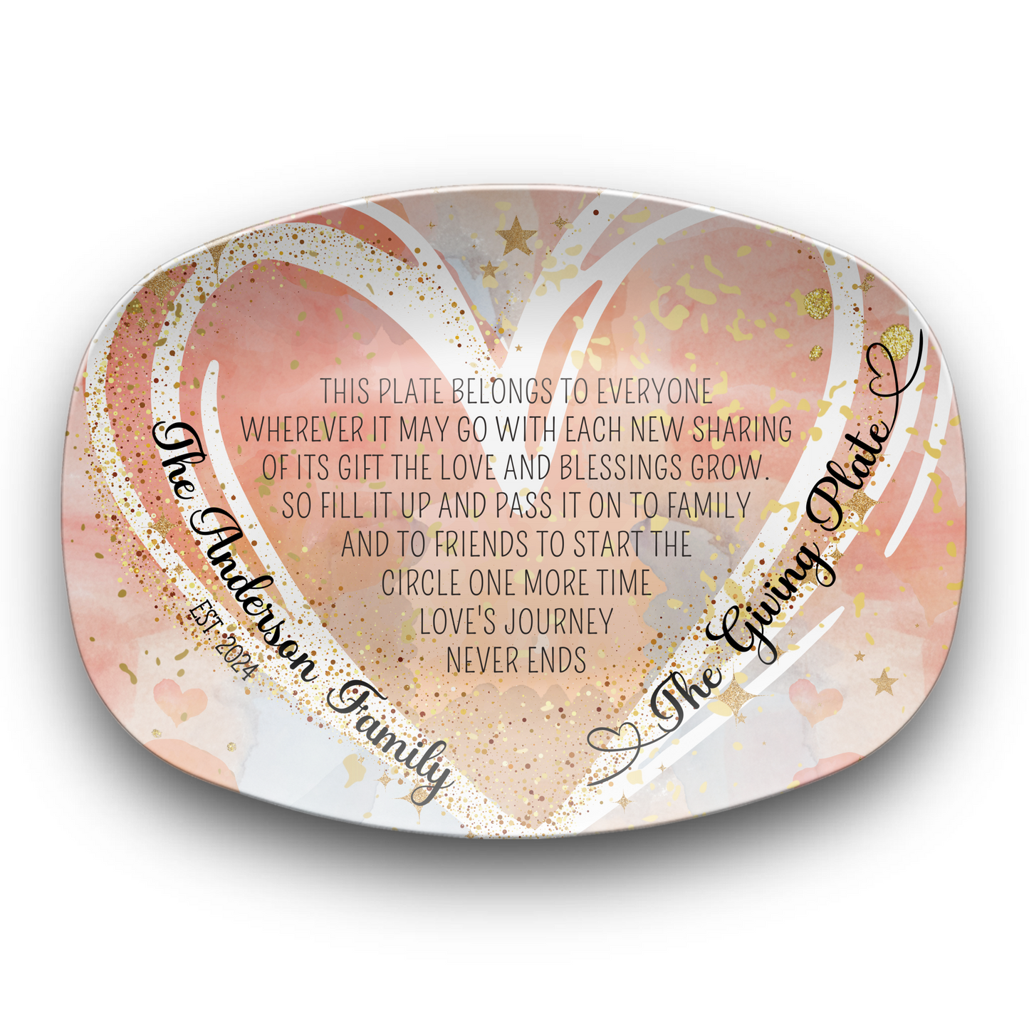 Personalised Heart The Giving Plate Platter, 10"x14" Platter