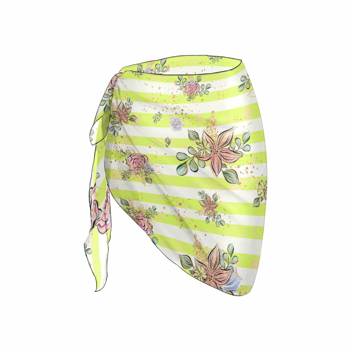 Candy Stripe Floral  Women's Beach Sarong Wrap