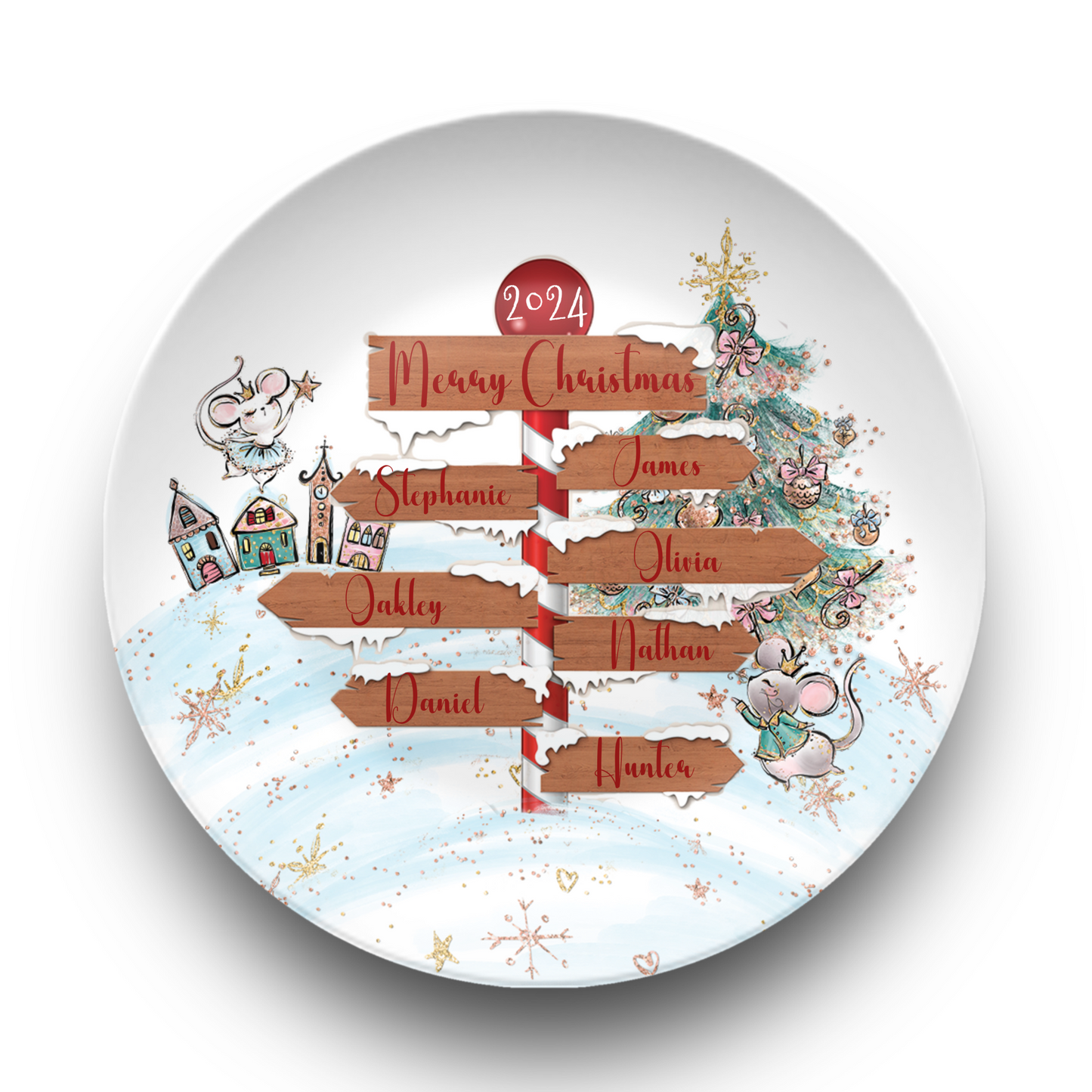 Personalised North Pole Christmas Plate, Family Christmas Plate