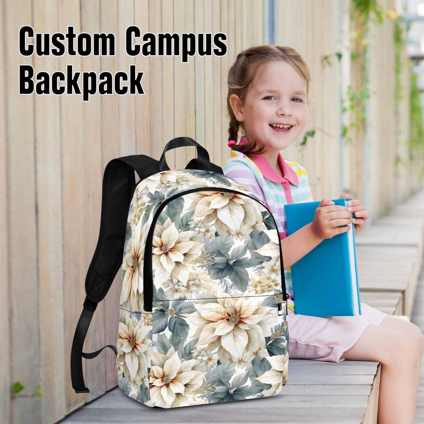 Cream Poinsettia  Adult Casual Backpack