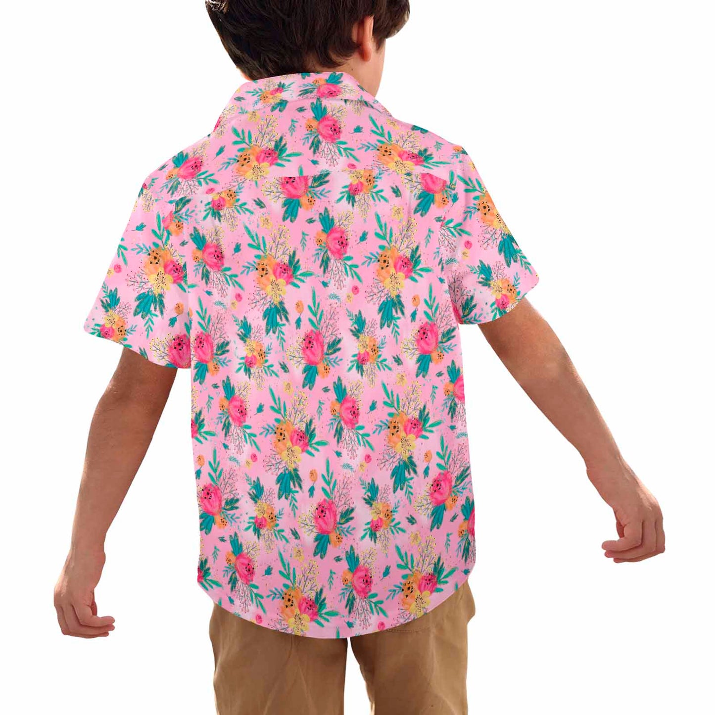 Australian Floral Pink  Little Boys Hawaiian Shirt