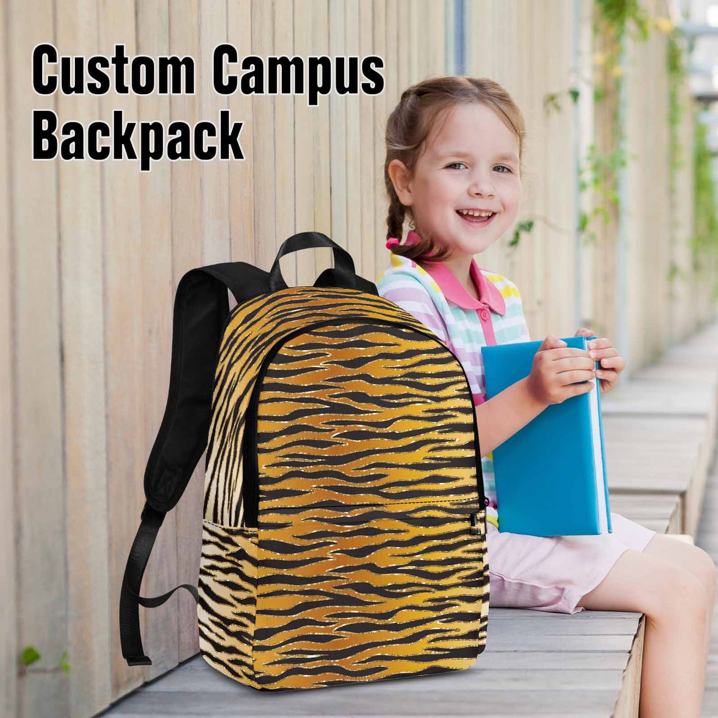 Glitter Gold Animal Print  Adult Casual Backpack