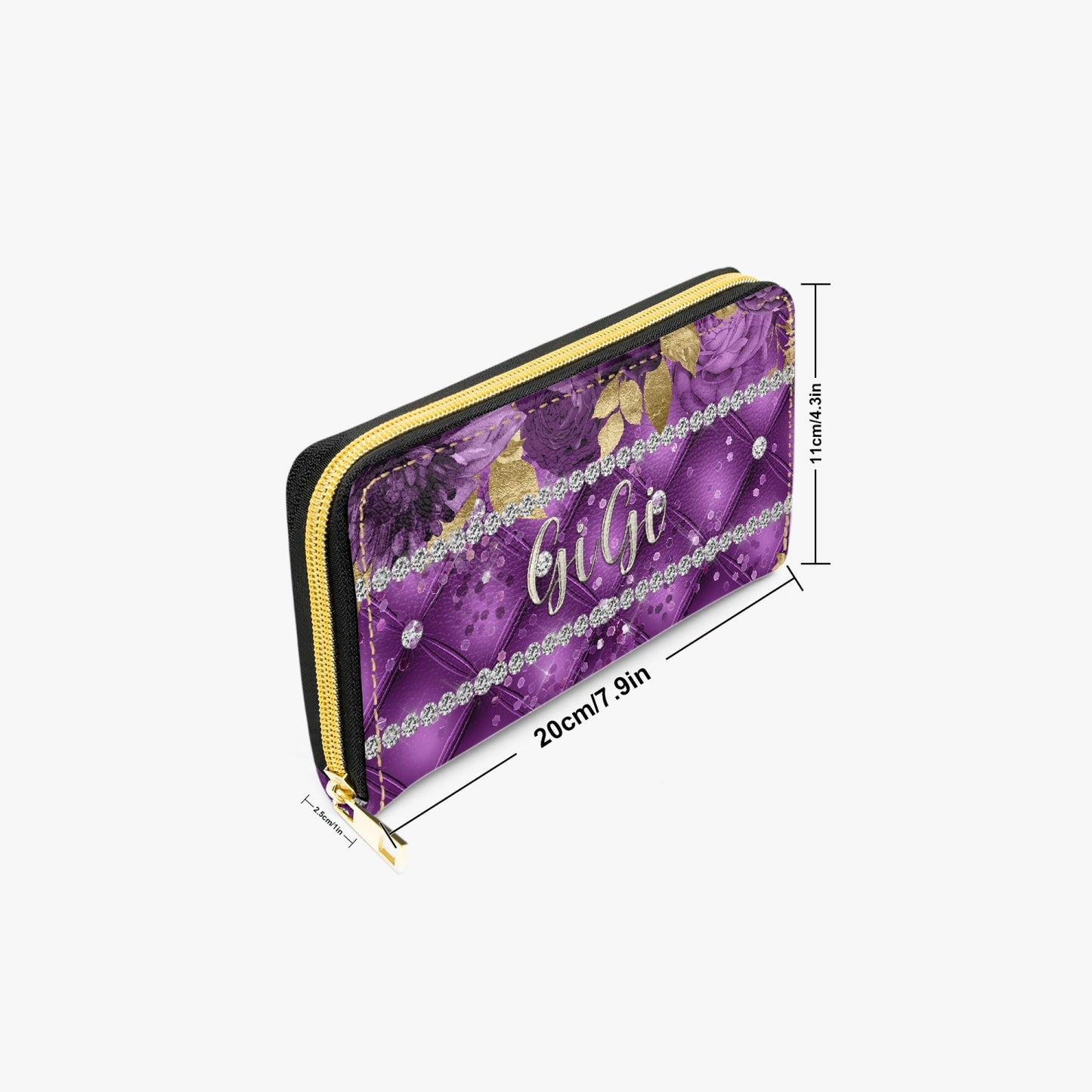 Long Type Zipper Purse - Purple Floral - GiGi