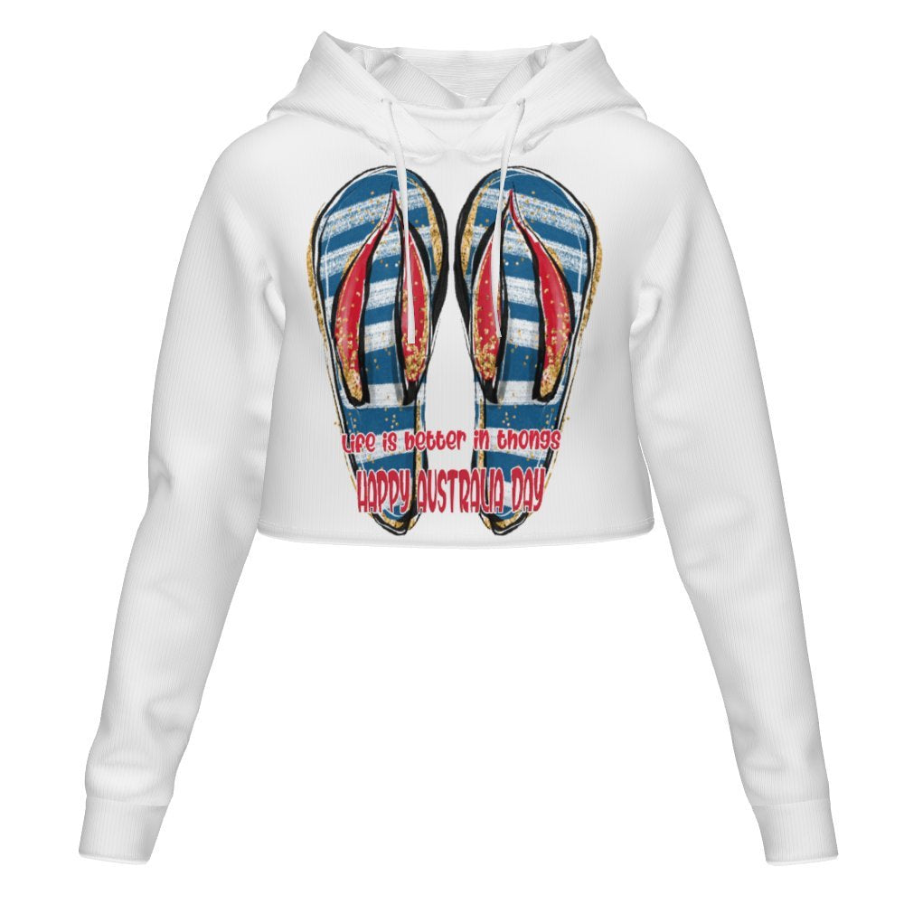 Women's All Over Print Cropped Hoodie (DLM) Hooded hoodie