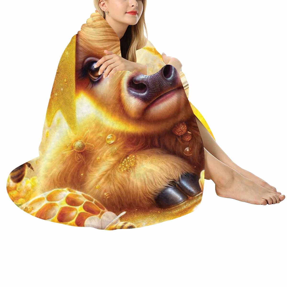 Higland Cow Awd1409  Circular Micro Fleece Blanket 60"