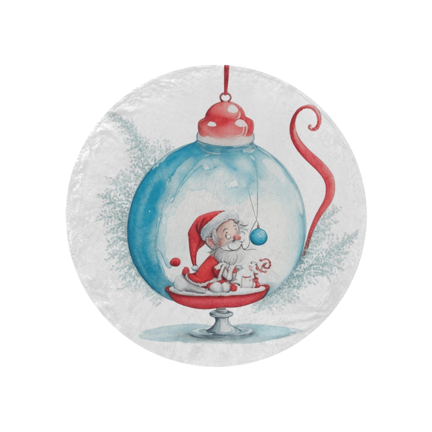 Christmas Santa Baubles Circular Micro Fleece Blanket