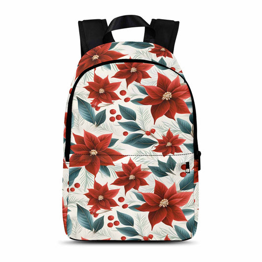 Christmas Red Poinsettia Adult Casual Backpack