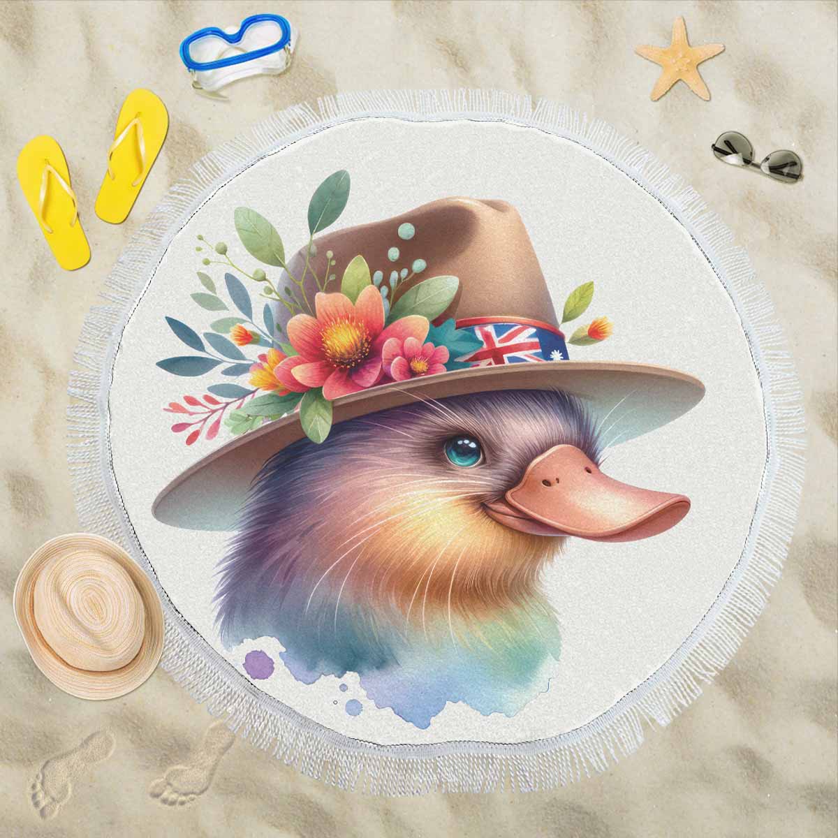 Australian Animals Platypus Awd1318  Circular Beach Shawl 59"