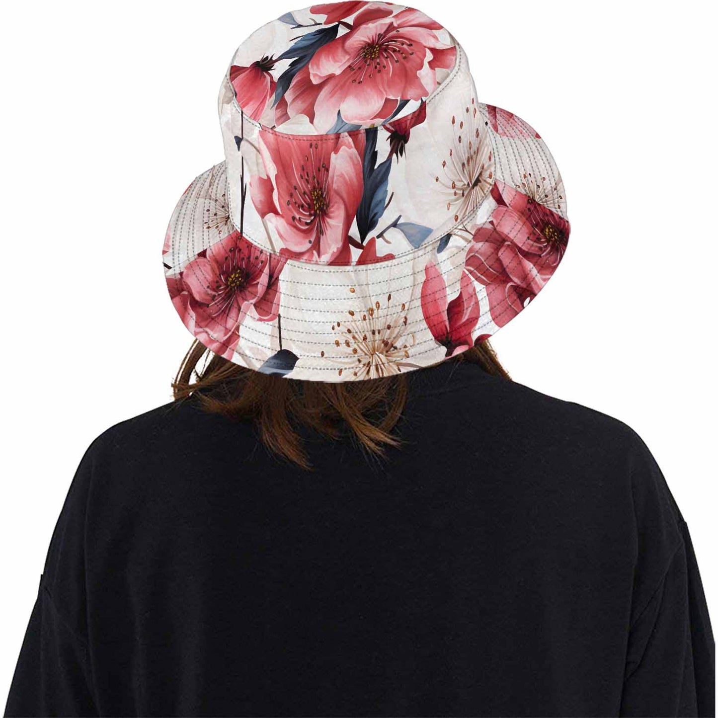 Pink Floral  Unisex Summer Single-Layer Bucket Hat