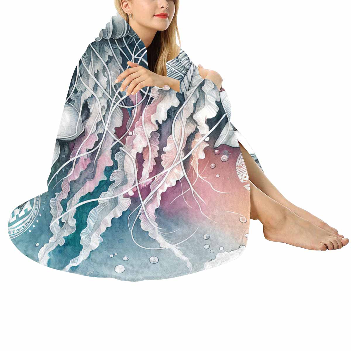 Sea_Animals_Jellyfish_Awd351100  Circular Micro Fleece Blanket 60"