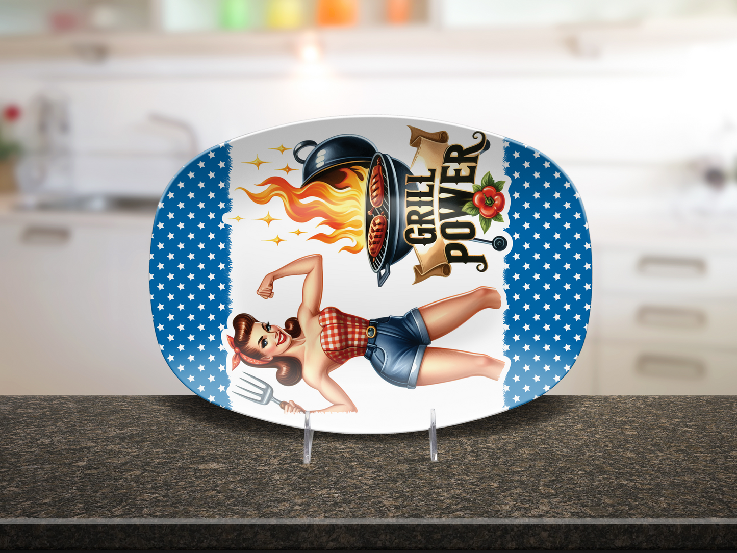 BBQ platter Girl Power, 10"x14" Platter