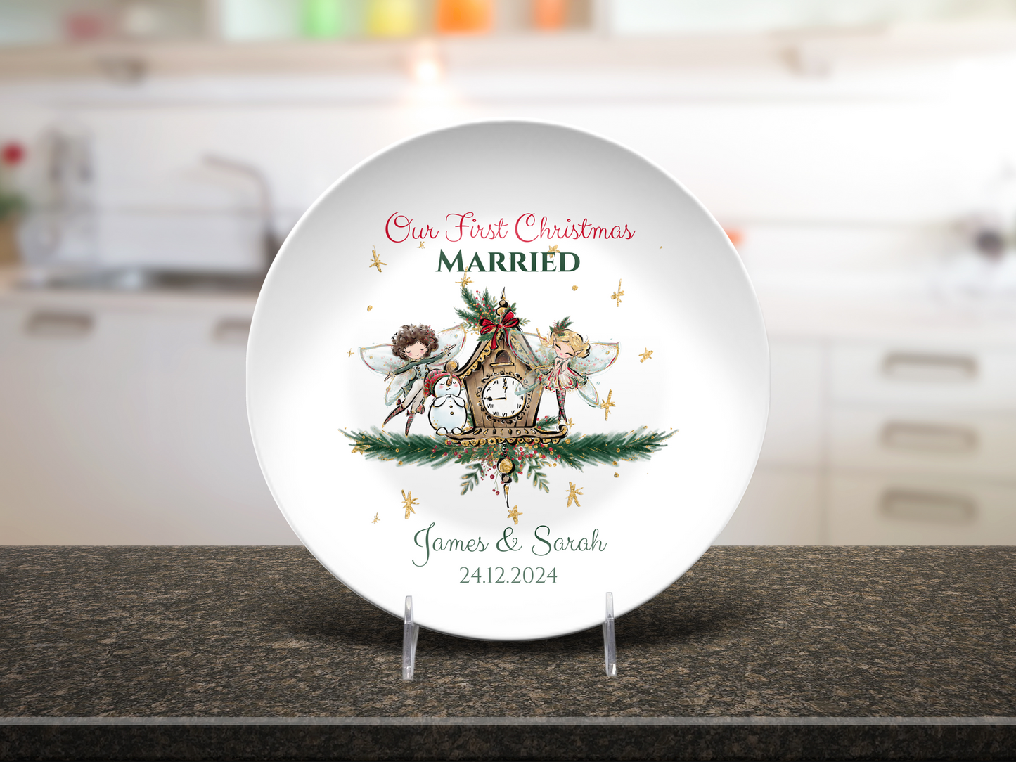 Our First Christmas Married/Engaged Plate