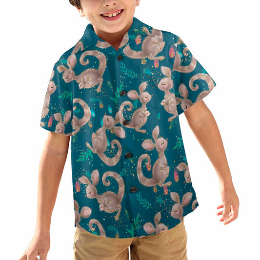 Australian Kangaroos Blue  Little Boys Hawaiian Shirt