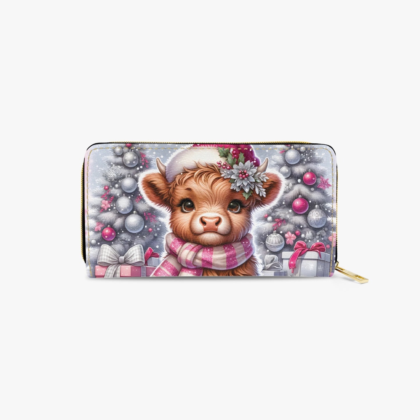 Long Type Zipper Purse, Christmas, Highland Cow, awd-1376