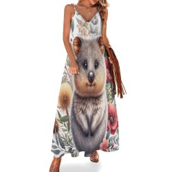 Australian Animals Quokka Spaghetti Strap Ankle-Length Dress Long dress