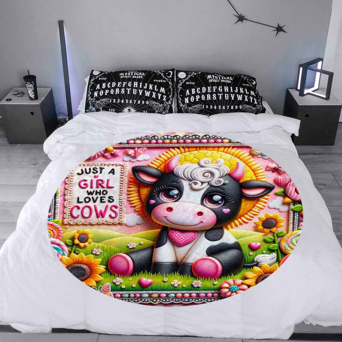 Just a Girl Who Loves Cows Awd351117  Circular Micro Fleece Blanket 47"