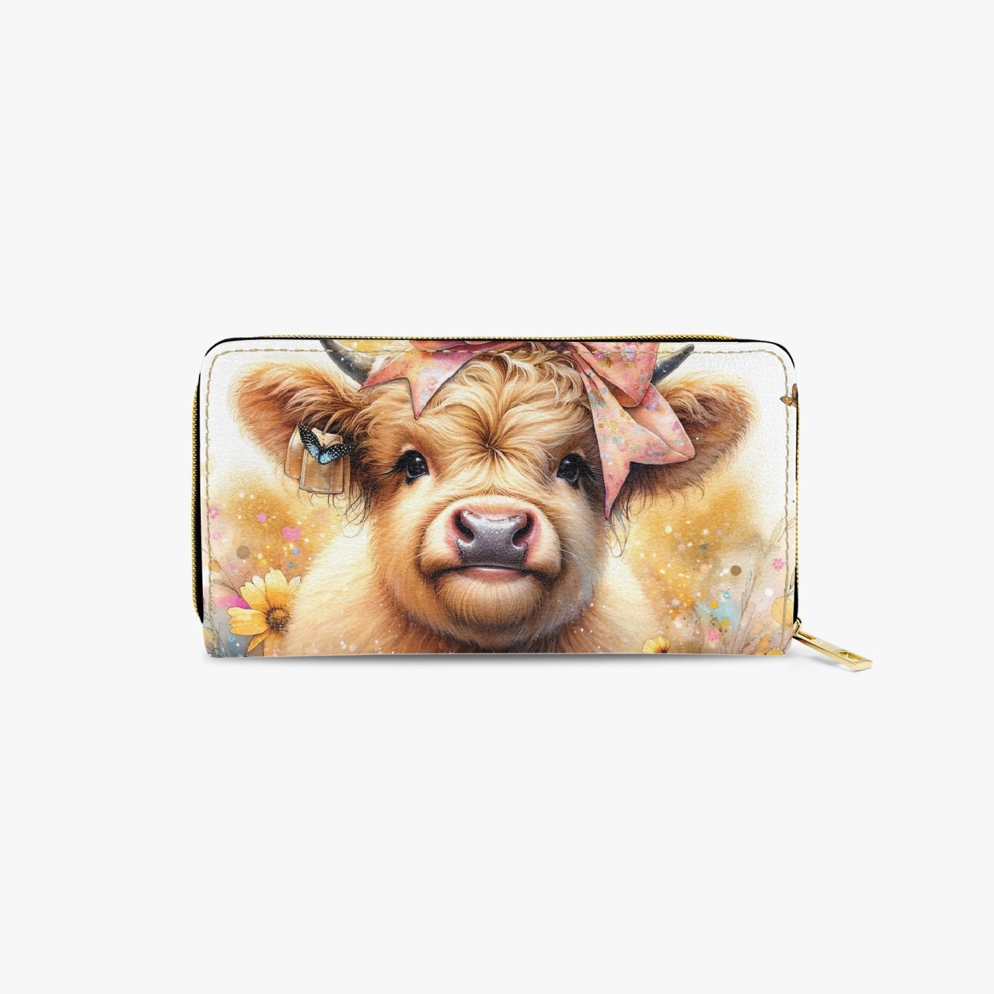 Long Type Zipper Purse - Highland Cow