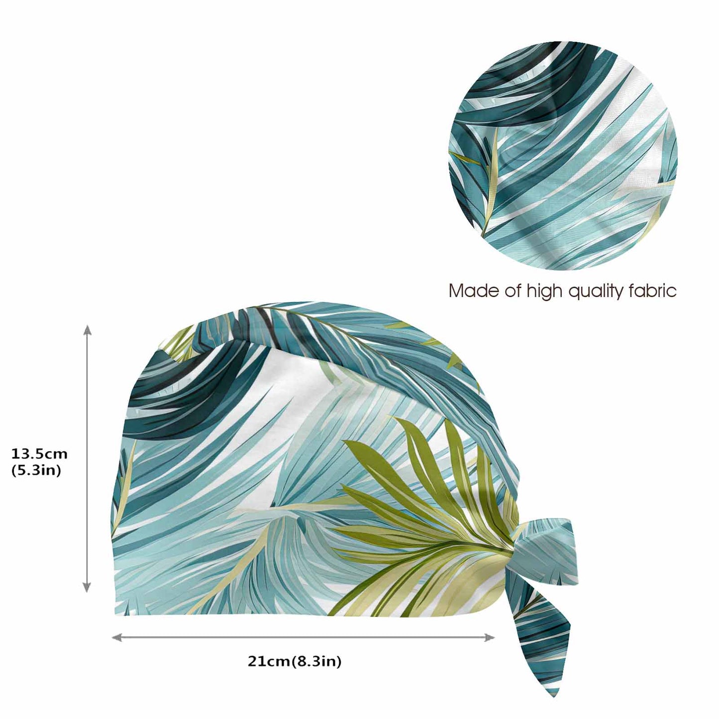 Tropical Palm Leaves Blue and Green  Scrub Cap