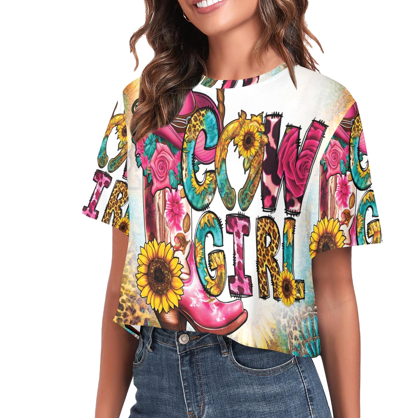 Country Cowgirl awd1034 Women's Cropped T-shirt (Model T80)