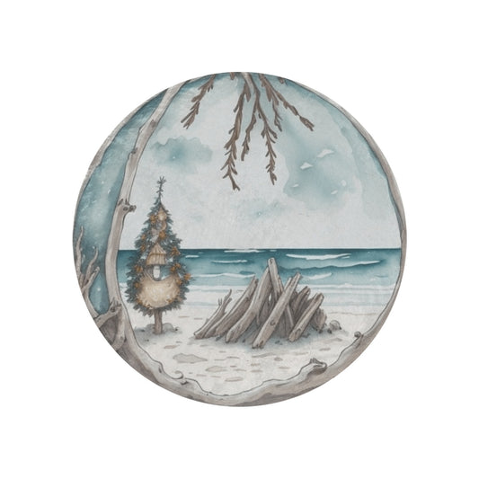 Beach Christmas Bauble Circular Micro Fleece Blanket