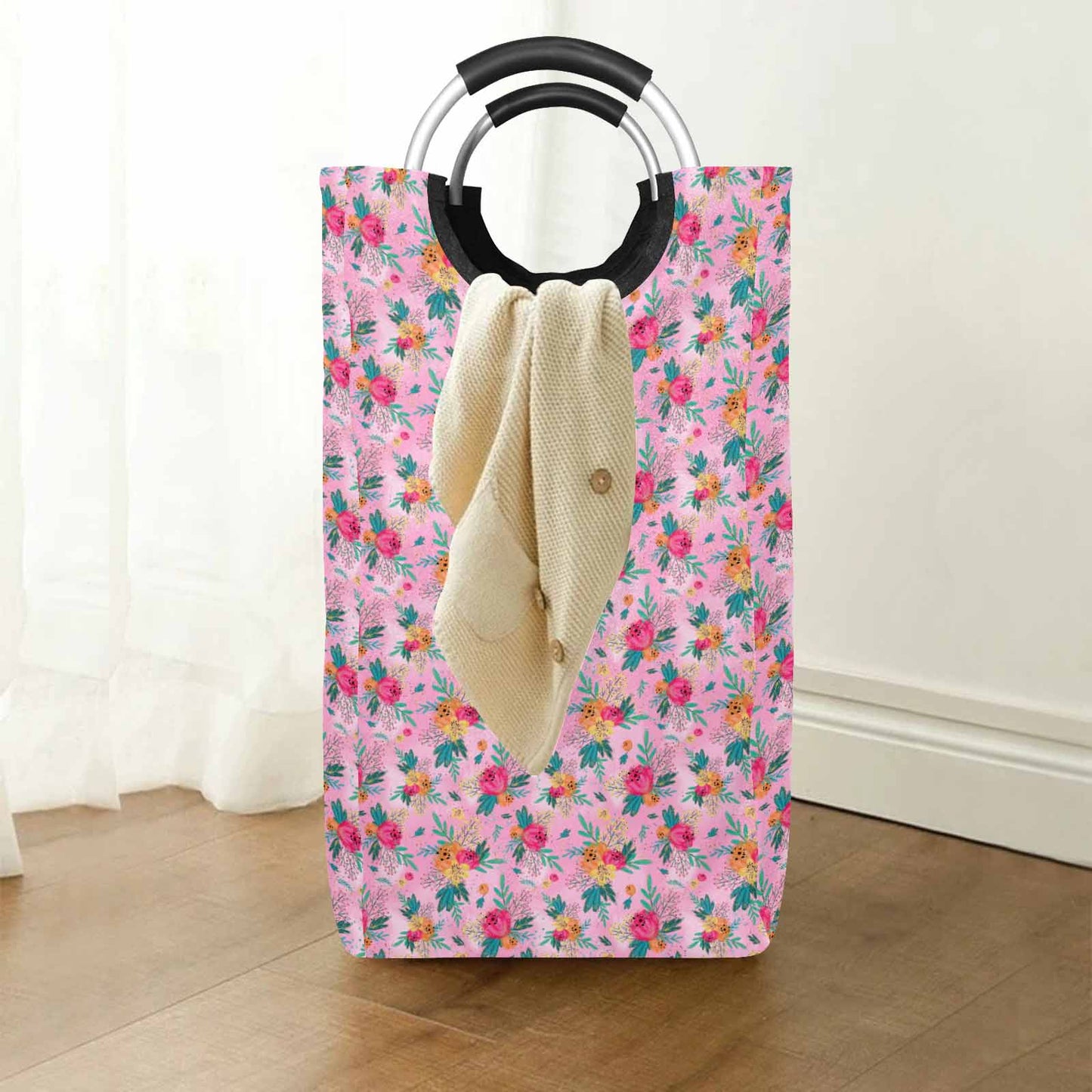 Australian Floral Pink  Square Laundry Basket