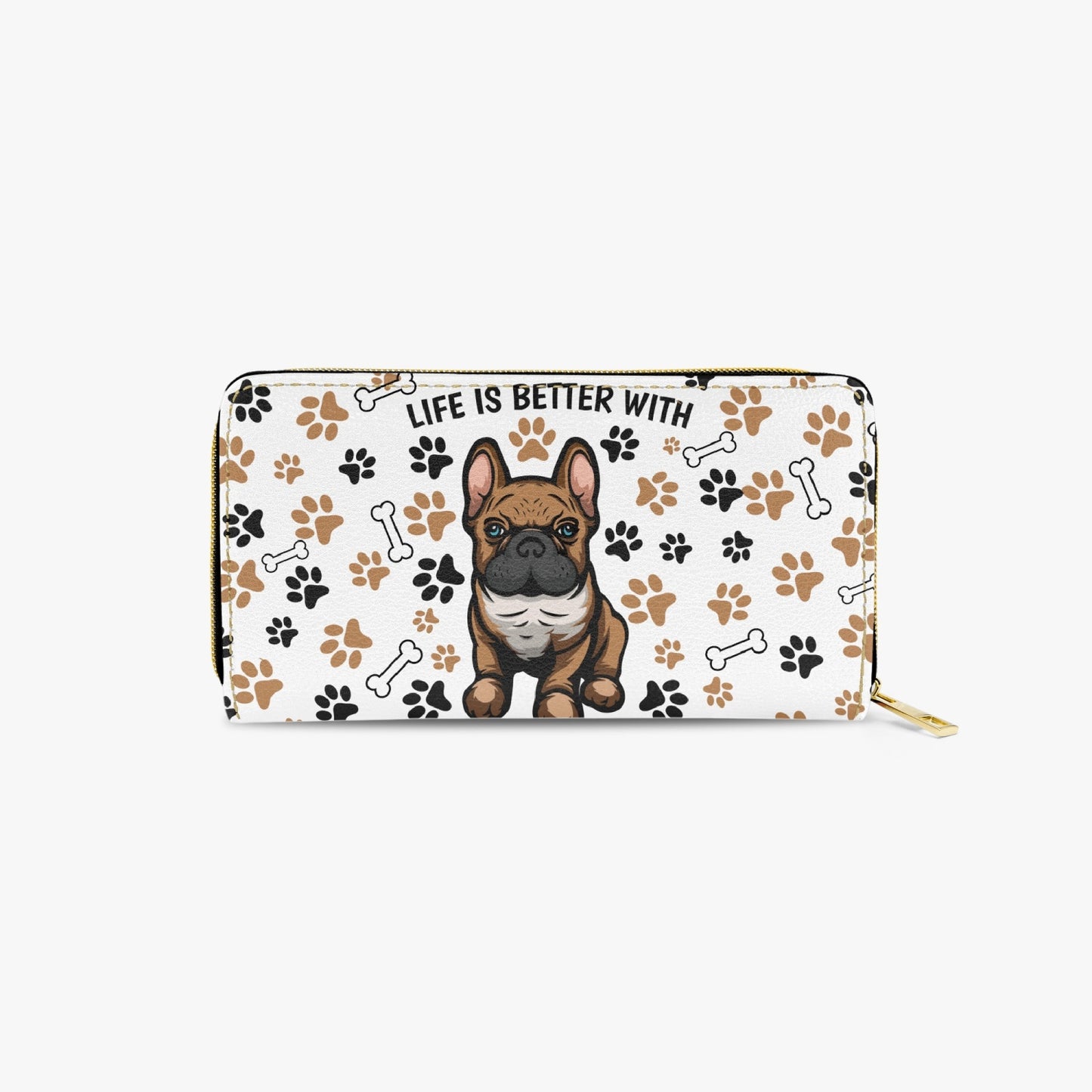 Long Type Zipper Purse, Life is Better with a Bulldog, awd-609