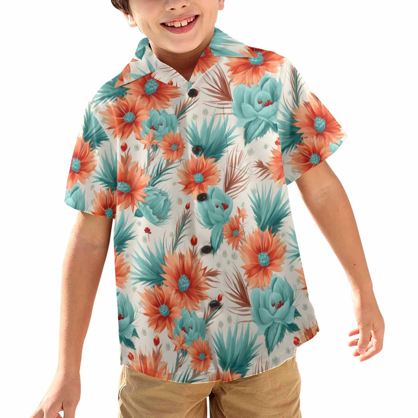 Boho Floral  Little Boys Hawaiian Shirt