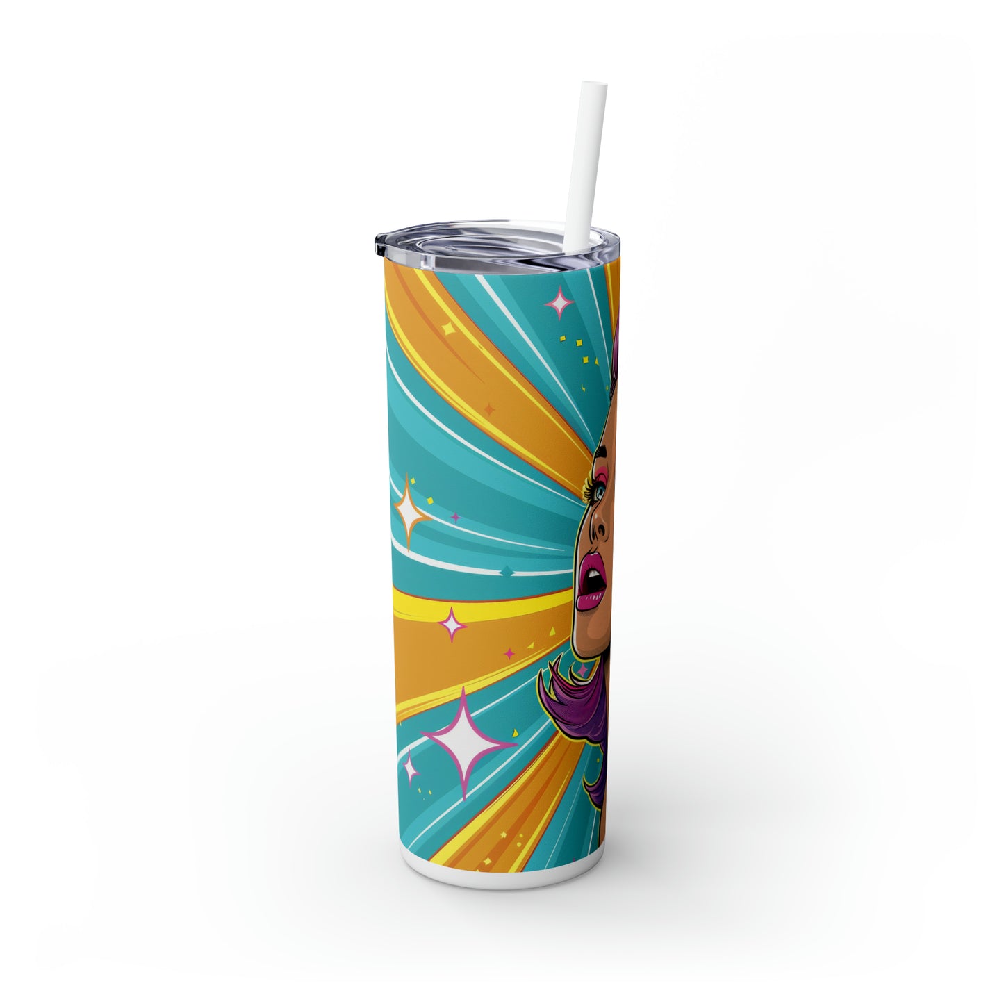 Skinny Tumbler with Straw, 20oz, Pop Art