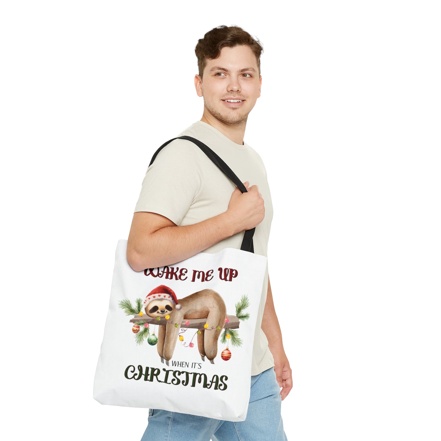 Tote Bag, Christmas, Sloth, Personalised/Non-Personalised Tote bag