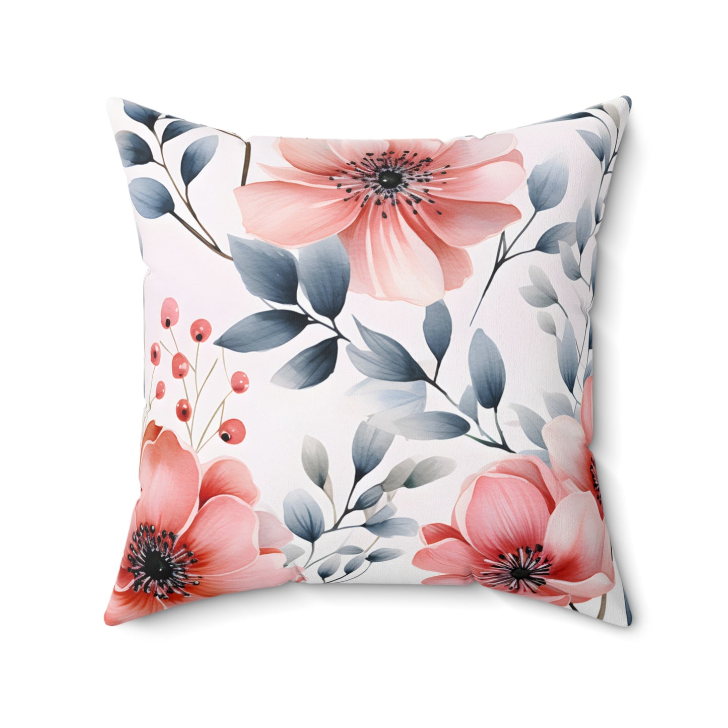 Spun Polyester Square Pillow, Floral Cushion