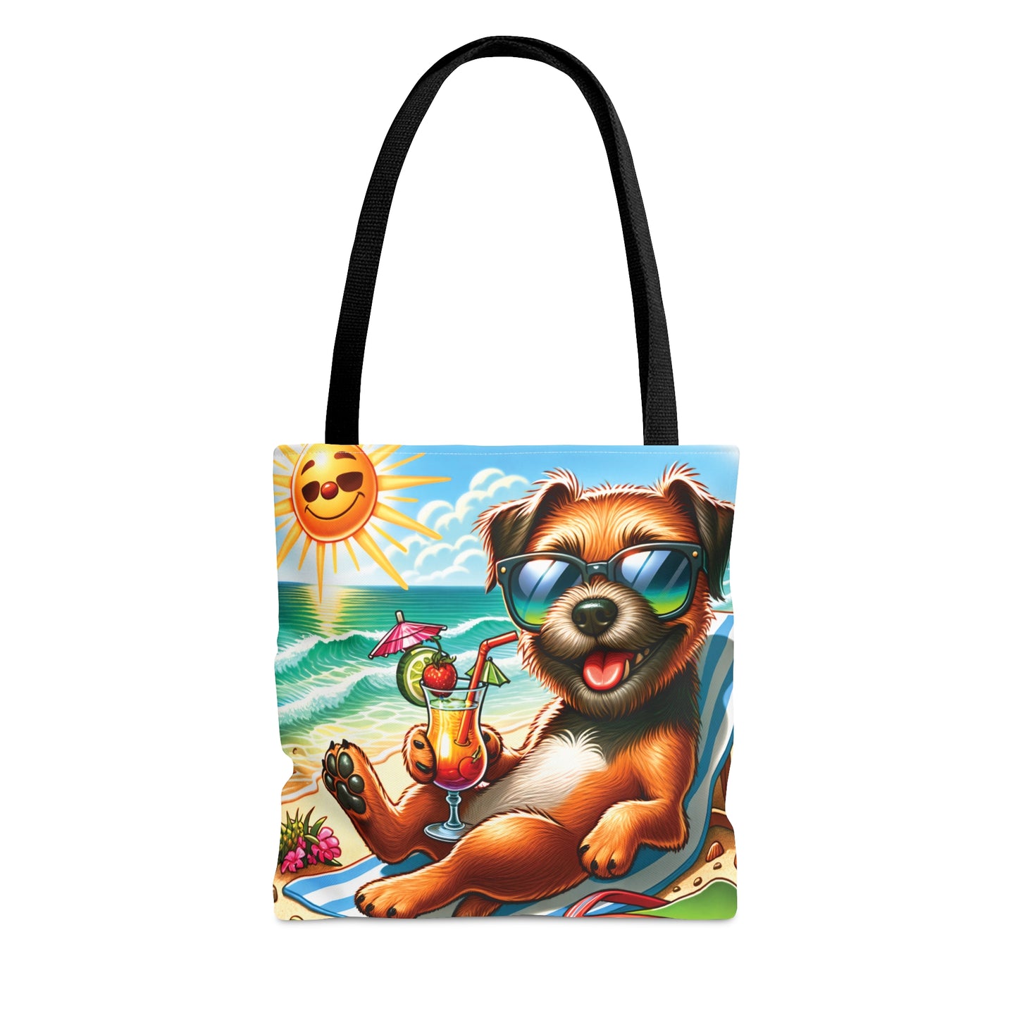 Tote Bag, Dog on Beach, Border Terrier, Tote bag, awd-1104