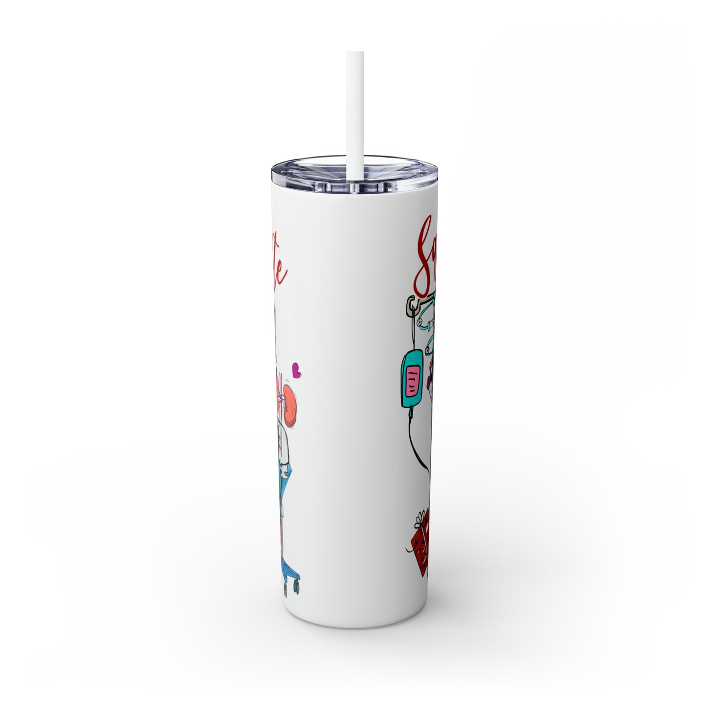 Skinny Tumbler with Straw, 20oz,  Santa's Favorite Dialysis Tech