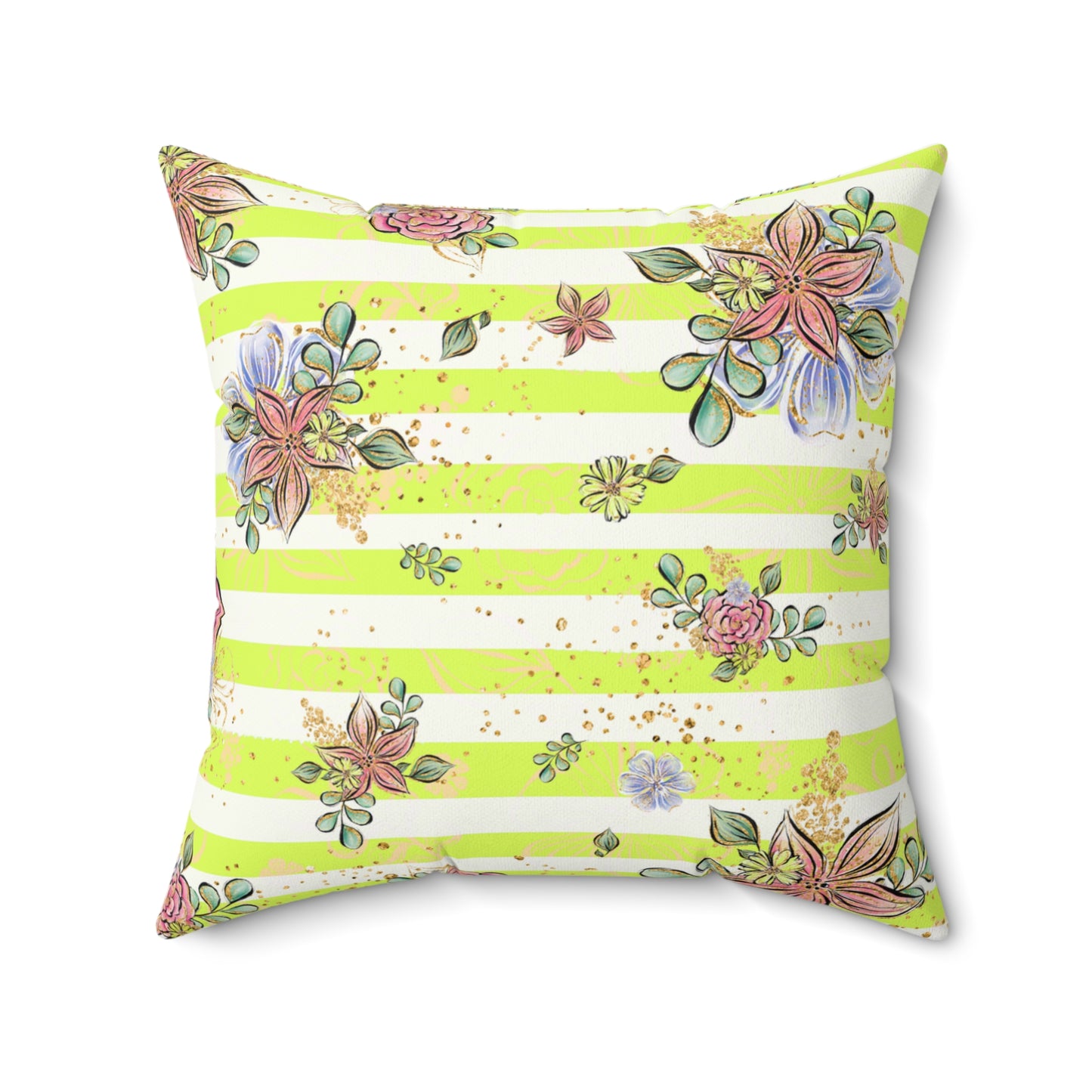 Spun Polyester Square Pillow, Floral Cushion